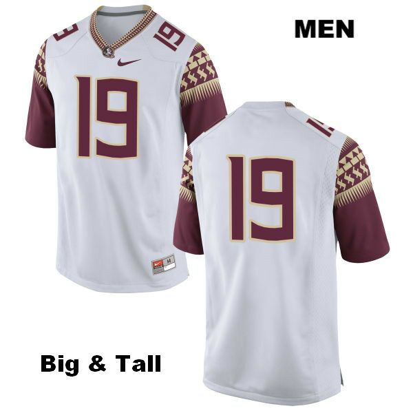 Men's NCAA Nike Florida State Seminoles #19 A.J. Westbrook College Big & Tall No Name White Stitched Authentic Football Jersey BFE1369IG